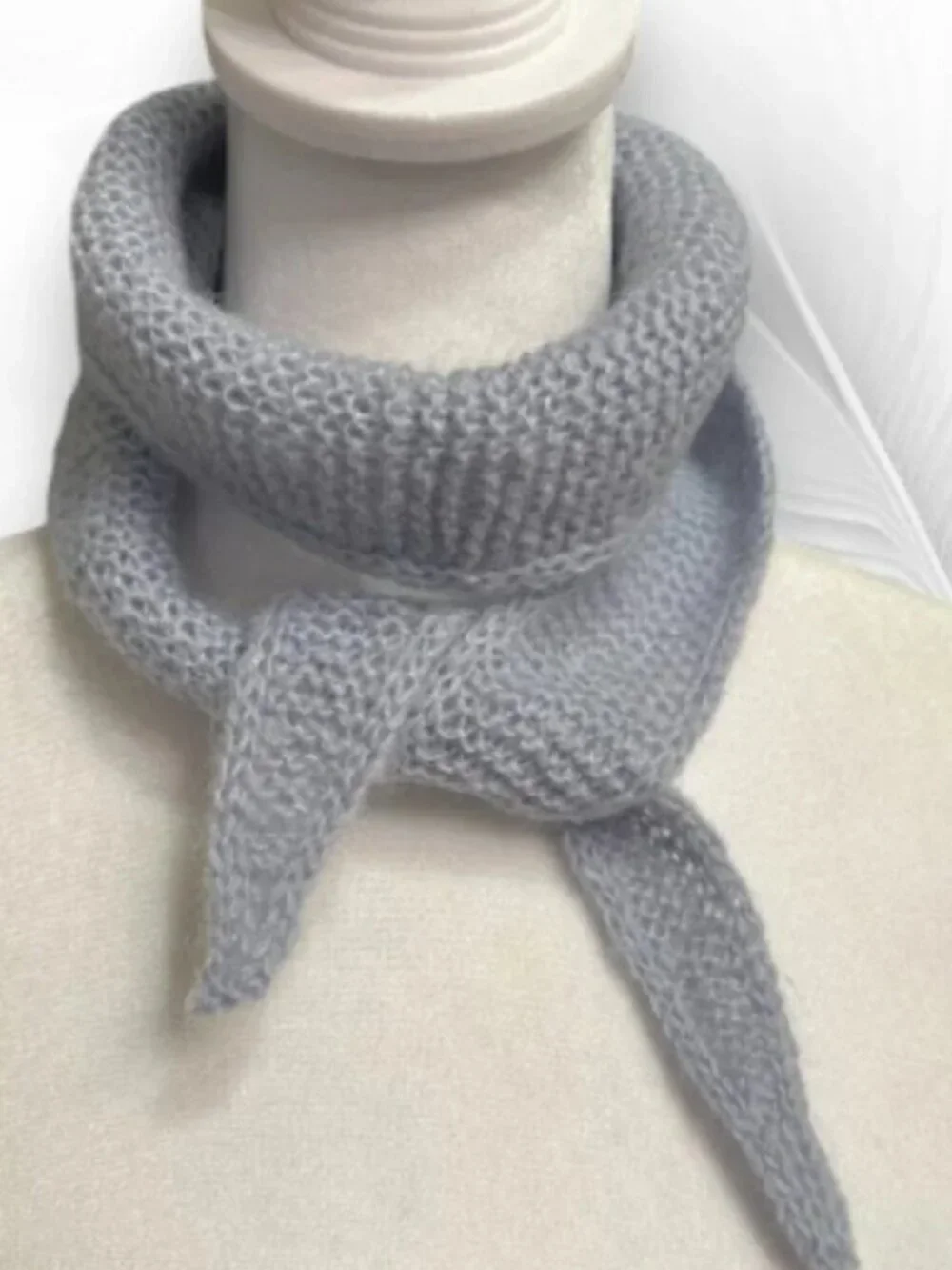 Sofia Handmade Light Blue Mohair Skinny Knit Scarf Soft Neck Wrap